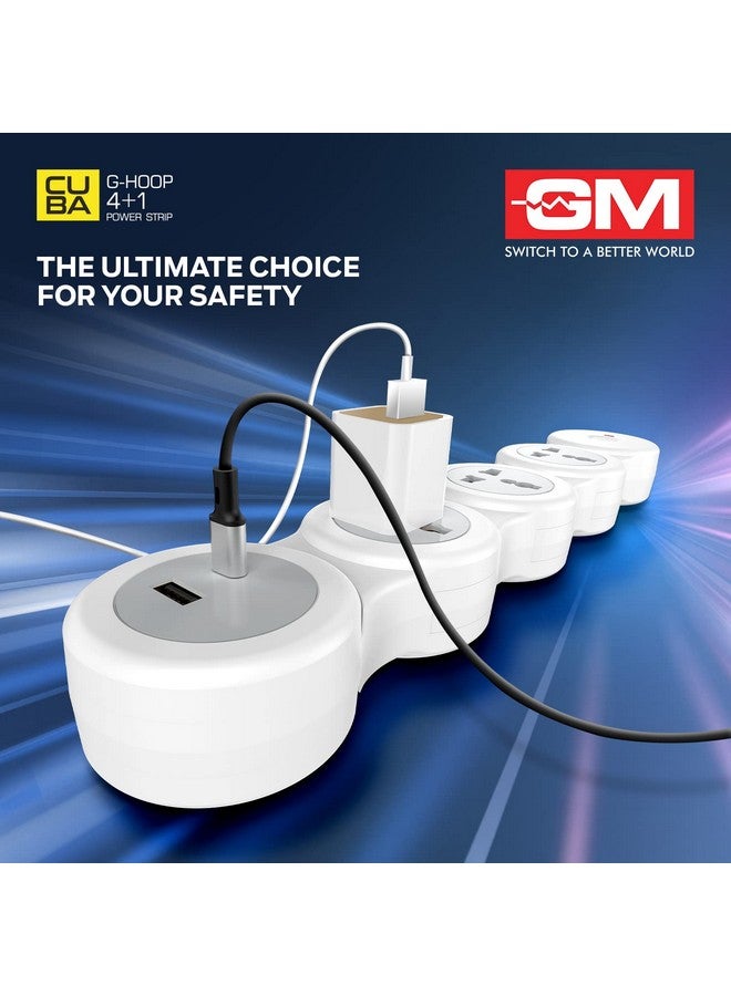 GM G-Hoop 4+1 Multi Plug Extension Board with 2 Metre Cord | Type-C & A USB Port | Smart Spike Guard with Switch, LED Indicator & Safety Shutters | Best for Desk, TV, Office & Charging Station - Image 2