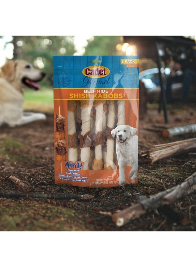 كاديت جورميه شيش كباب للكلاب الكبيرة، مكافآت من الجلد الخام مع الدجاج والبطاطا الحلوة، جلد بقري صحي وطبيعي، أعواد بطول 10 بوصات، 8 قطع - Image 2