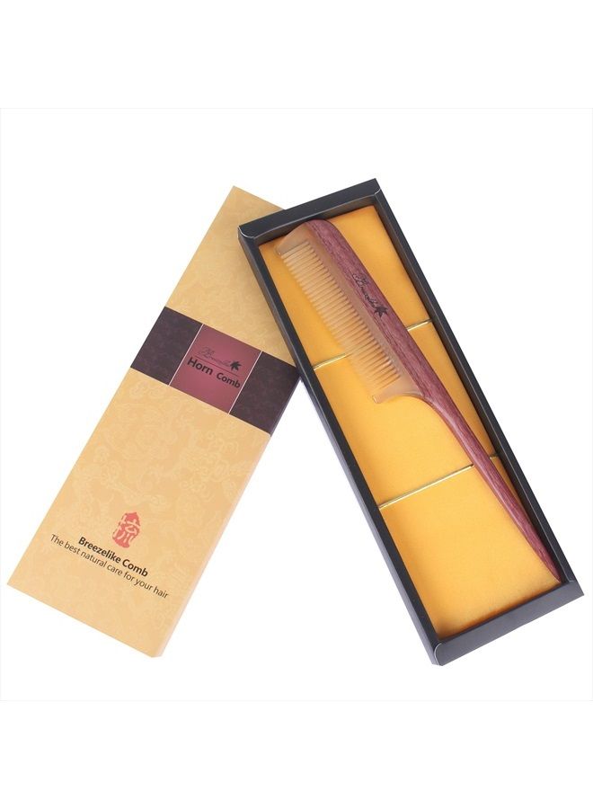 Breezelike Hair Combs - Fine Tooth Sheep Horn Comb with Purpleheart Wood Tail - No Static Teasing Hair Comb for Women - Image 5