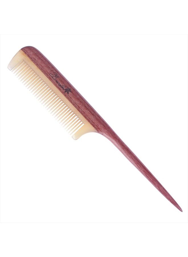 Breezelike Hair Combs - Fine Tooth Sheep Horn Comb with Purpleheart Wood Tail - No Static Teasing Hair Comb for Women - Image 1