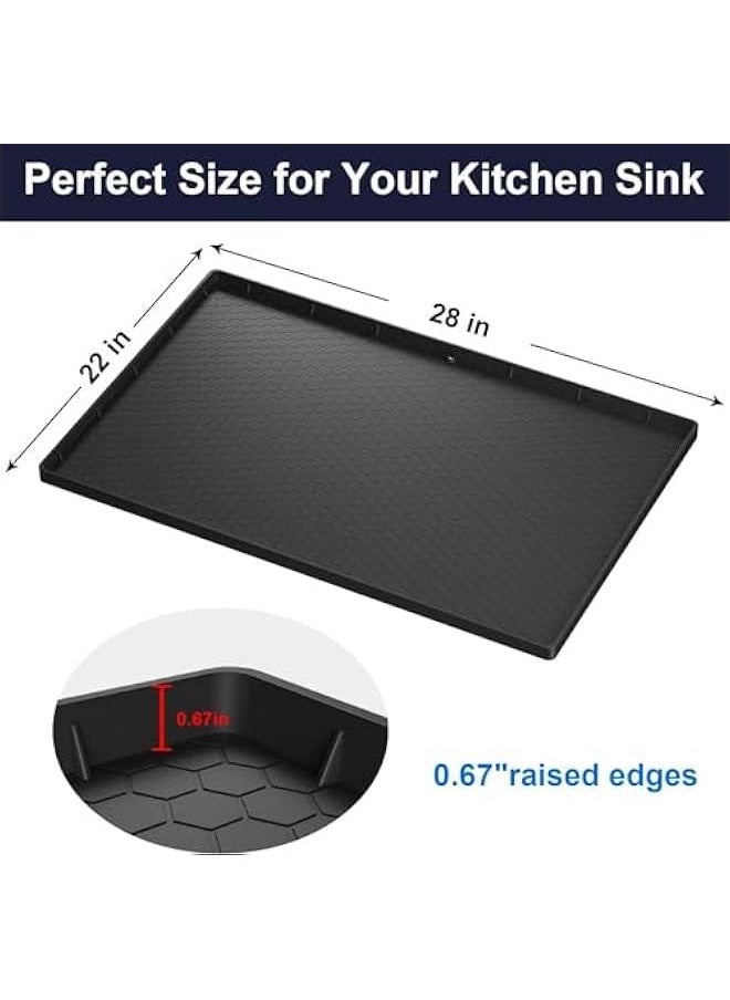هوكور TRASSLE Under The Mat,Sink Waterproof Kitchen Cabinet Mat - Flexible Silicone Under Sink Liner - Kitchen Bathroom Cabinet Mat and Protector for Drips Leaks Spills (Black, 70 x 55cm)  - Image 2