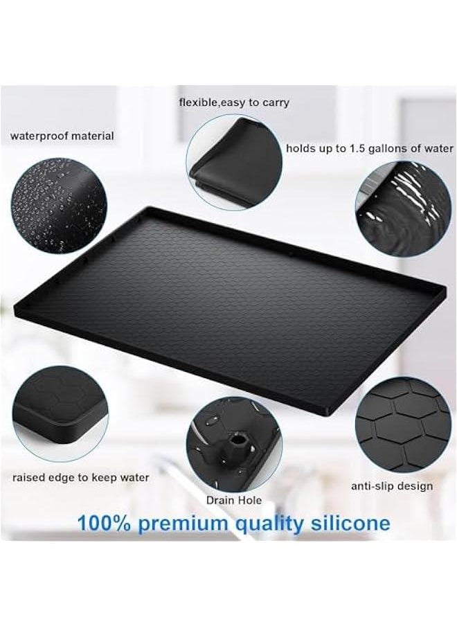 هوكور TRASSLE Under The Mat,Sink Waterproof Kitchen Cabinet Mat - Flexible Silicone Under Sink Liner - Kitchen Bathroom Cabinet Mat and Protector for Drips Leaks Spills (Black, 70 x 55cm)  - Image 5