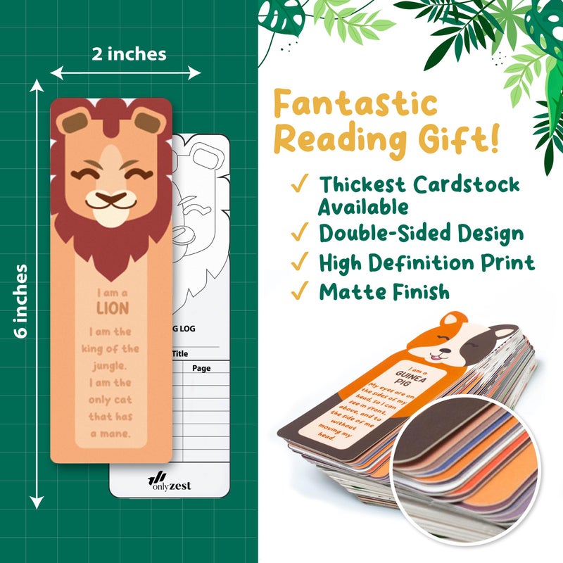 Only Zest 100 Bulk Bookmarks for Kids 2x6 inches â€“ Multiple Designs â€“ 20 Different Animal Fun Facts â€“ Book Marks for Reading, Kids Classroom Rewards, Student Incentives, Supplies for Teachers - Image 3