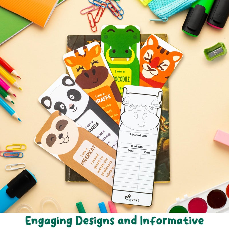 Only Zest 100 Bulk Bookmarks for Kids 2x6 inches â€“ Multiple Designs â€“ 20 Different Animal Fun Facts â€“ Book Marks for Reading, Kids Classroom Rewards, Student Incentives, Supplies for Teachers - Image 4