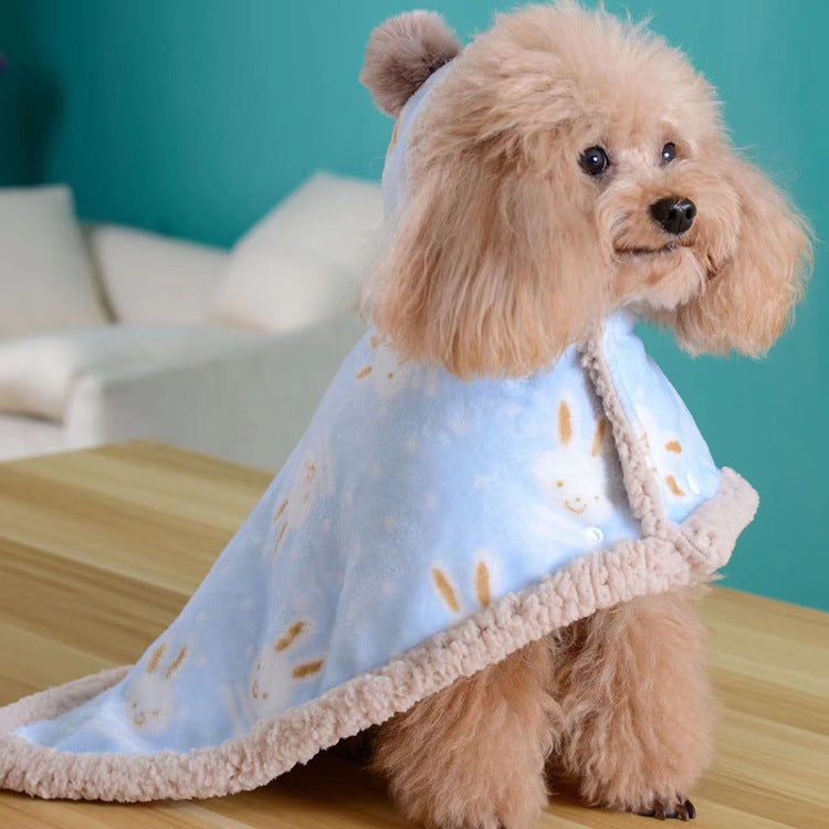 Generic Warm Plush Pet Sleeping Bag for Small Dogs Blue cloak blanket