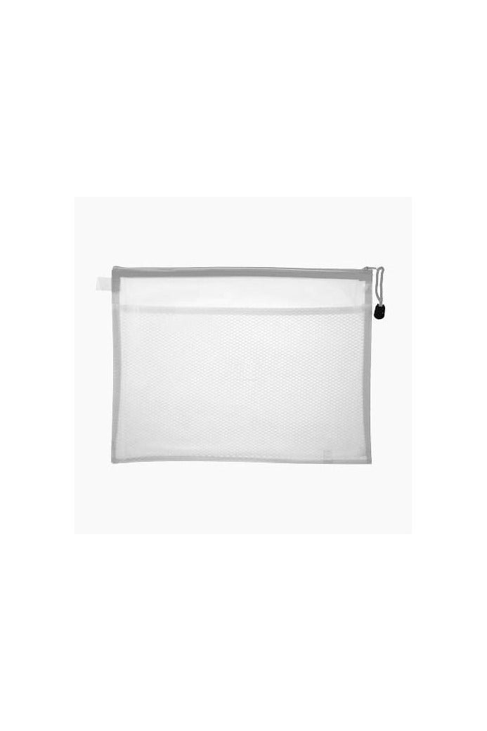 Waterproof Mesh Plastic Document Pouch – A4 White, Secure Zipper, Multi-Purpose for Papers and Files - Image 1