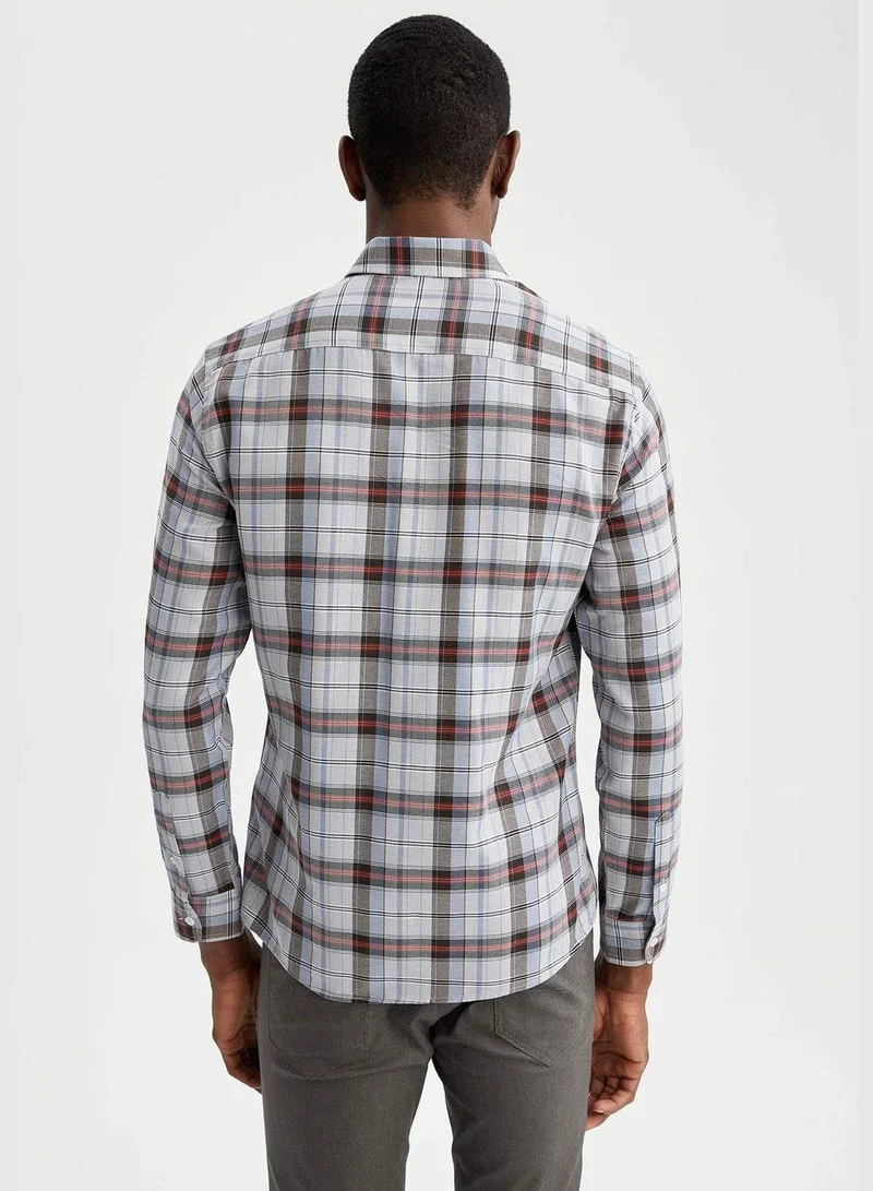 DeFacto Modern Fit Long Sleeve Check Patterned Shirt