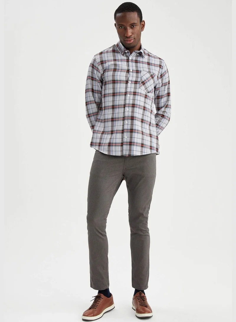 DeFacto Modern Fit Long Sleeve Check Patterned Shirt