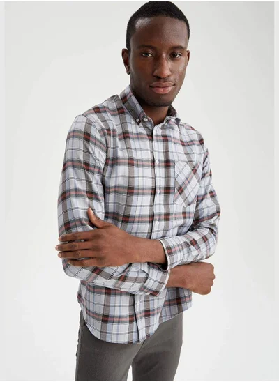 DeFacto Modern Fit Long Sleeve Check Patterned Shirt