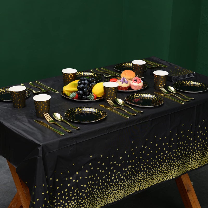 YAOSHENG 200 Pieces Rose Gold Party Supplies - Rose Gold Paper Plates & Napkins Cups Silverware Serves 25 Sets for Wedding Bridal Shower Engagement Birthday Parties (Black  12 * 24 * 24cm) - Image 4