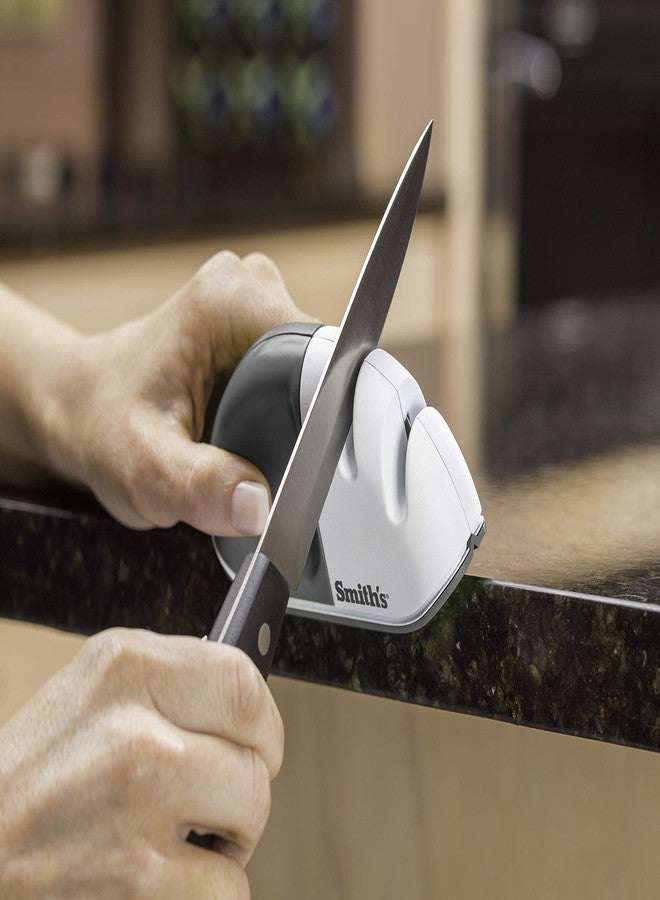 Smith's 51002 Edge Grip™ Select 2-Stage Sharpener - White - Compact - Non-Slip Base - Patented V Grip - Straight Edge Blades - Carbide & Ceramic Sharpeners - Image 2