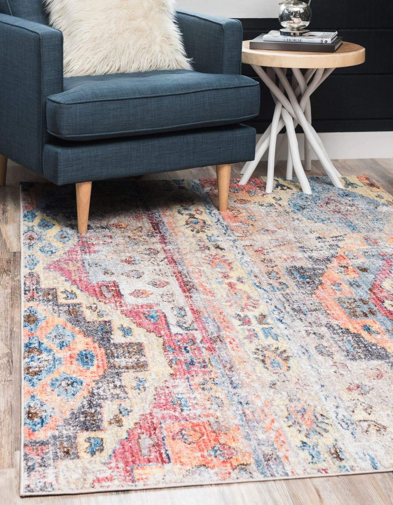 Unique Loom Basilica Collection Traditional Vintage Bohemian Inspired with Colorful Design Area Rug 4 0 x 6 0 Rectangular Multi Beige