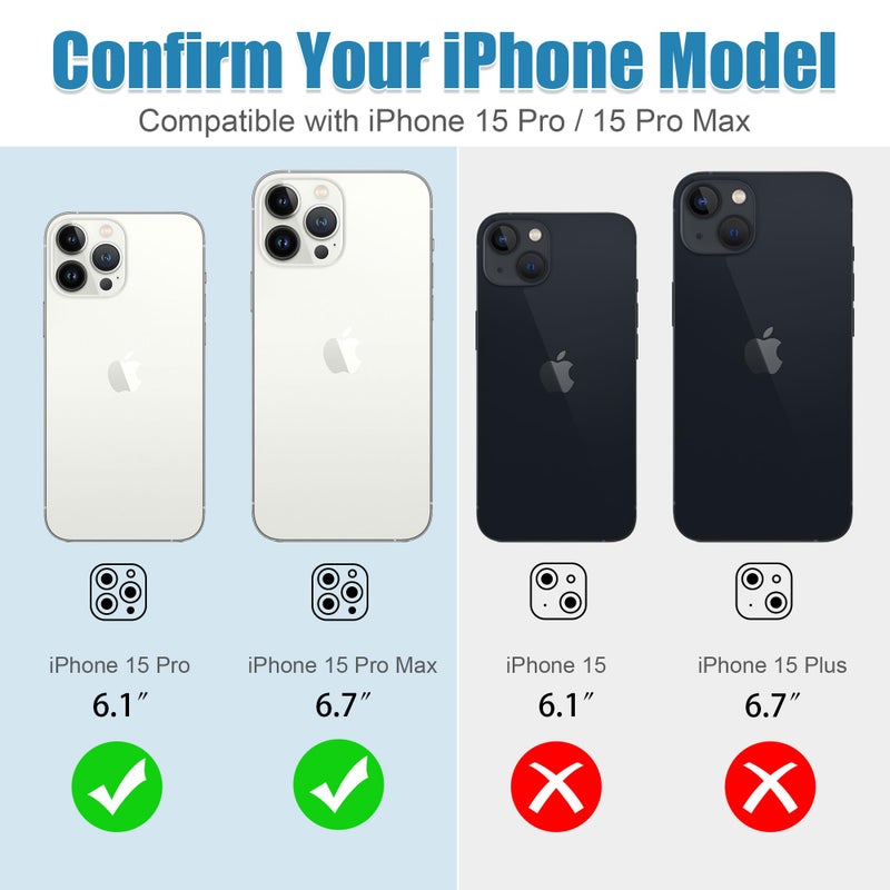 AGVEE 3+3 6 Pack for iPhone 15 Pro 6.1" / 15 Pro Max 6.7" Camera Lens Protector, Bling Diamond & Bling Glitter Metal Ring 9H Tempered HD Glass Camera Cover Film, Bling-Silver - Image 2