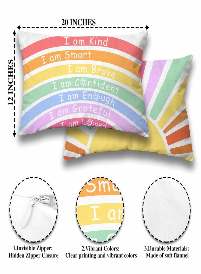 ONDTOM 12x20 Inch Classroom Decorative Throw Pillow Cover, 1 Pack Double-Sided, Boho Rainbow Mental Health Gifts for Kids Playroom School Reading Corner Counselor Therapist Office -A03 - Image 2
