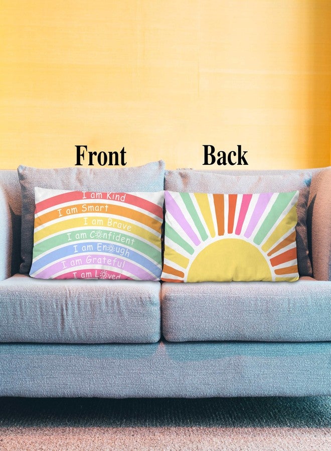 ONDTOM 12x20 Inch Classroom Decorative Throw Pillow Cover, 1 Pack Double-Sided, Boho Rainbow Mental Health Gifts for Kids Playroom School Reading Corner Counselor Therapist Office -A03 - Image 4