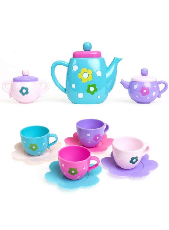 SUPER TOY Plastic Tea Party Pretend Play Kitchen Set with Food Toy for Kids Including Dessert Carrying Case Tea Set for Girls Birthday Toddler Gifts Age 3-12, Multicolor - Image 3
