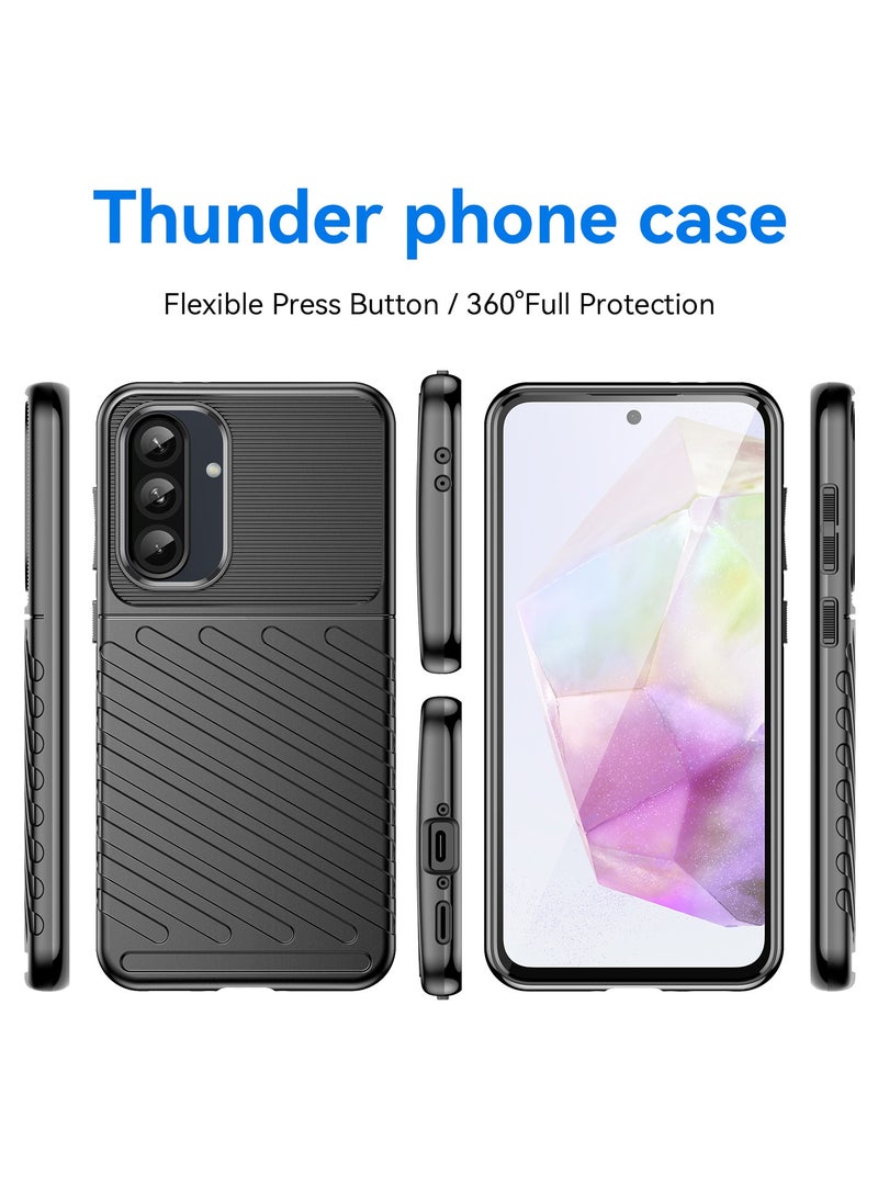 SanHu for Samsung Galaxy A73 5G Case Cover，Lens Slide Cover Design,Four Corner Anti Drop Airbag ,PC+TPU Environmentally Friendly Material,Black. - Image 2