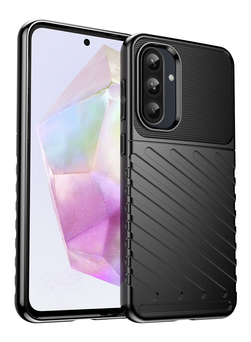 SanHu for Samsung Galaxy A73 5G Case Cover，Lens Slide Cover Design,Four Corner Anti Drop Airbag ,PC+TPU Environmentally Friendly Material,Black. - Image 1