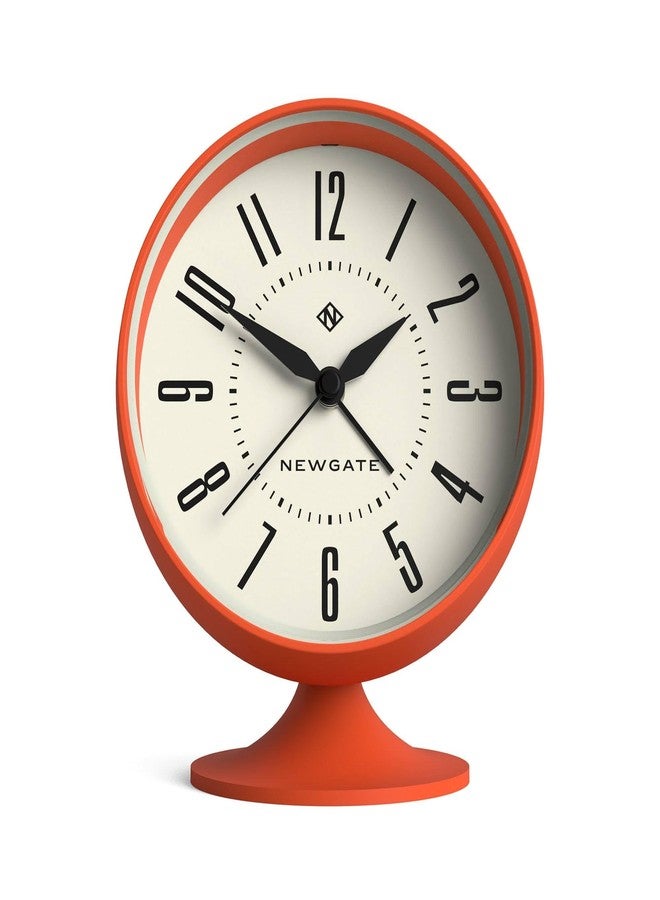 NEWGATE® Spheric Alarm Clock | Iconic Dome Retro Design | Orange Soft Rubberised Finish | Ideal for Bedside, Desk or Shelf | Mid Century Bedroom & Office Accessory - Image 1