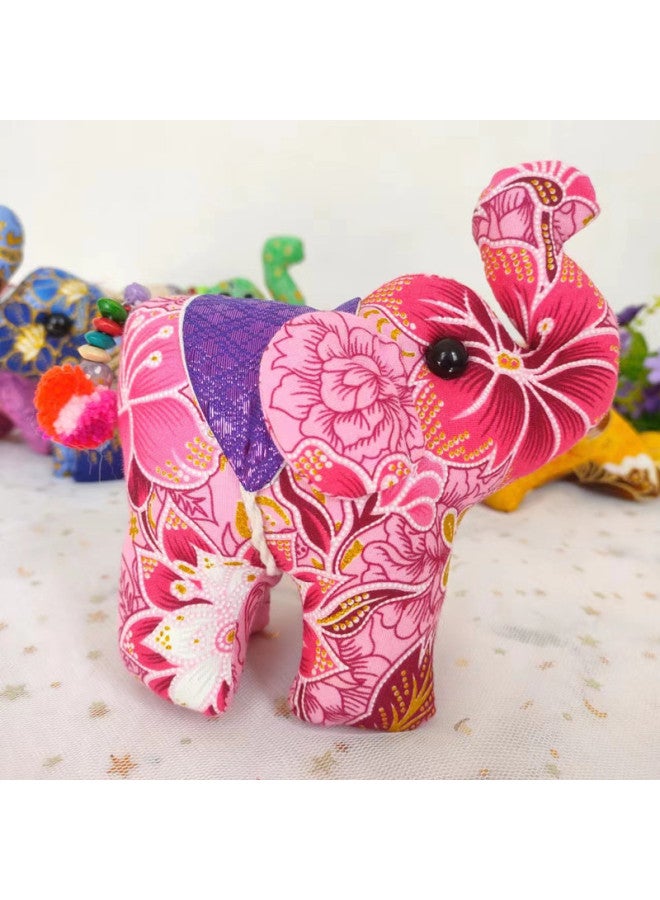 Thai Fabric Elephant Creative Ornaments Elephant Tourist Souvenir Ethnic Style Special Gift Cartoon Doll-Color:Medium Station Like (color Random) 14.5cm-Height:about 13.5cm - Image 1