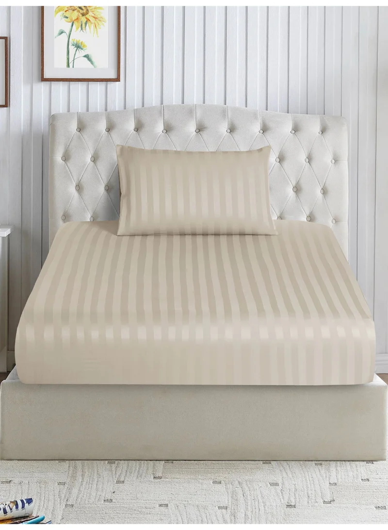 دوناتيلا طقم شرشف سرير مقلم 2 قطع مقاس مفرد ونص 120×200+ 30 سم, مايكروفايبر مقاوم للحساسية شرشف باطراف مطاط و2 غطاء وسادة