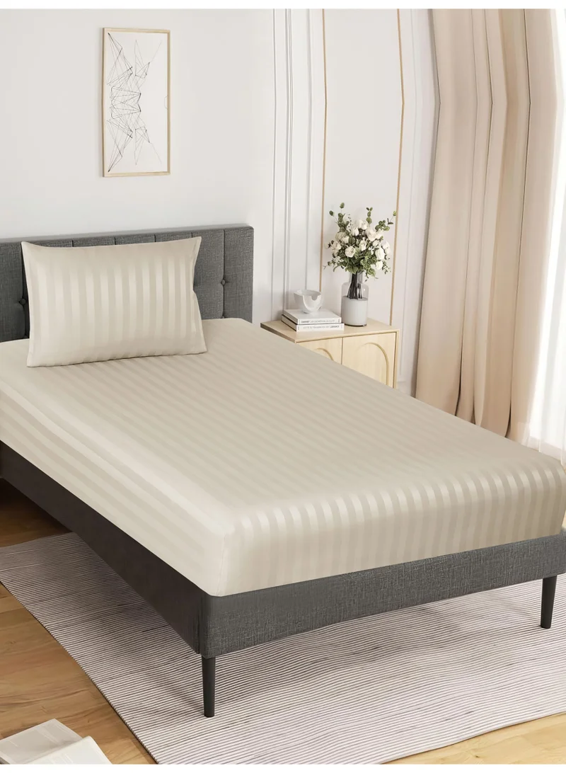 دوناتيلا طقم شرشف سرير مقلم 2 قطع مقاس مفرد ونص 120×200+ 30 سم, مايكروفايبر مقاوم للحساسية شرشف باطراف مطاط و2 غطاء وسادة