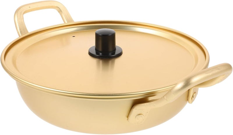 FUOYLOO Korean Noodle Pot Non-Stick Aluminum Stockpot 18Cm Thickened Yellow Lightweight Cooking Pan for Ramen and Instant Noodles - Image 1