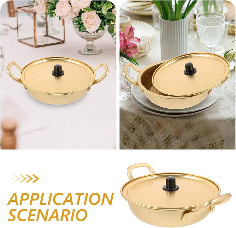 FUOYLOO Korean Noodle Pot Non-Stick Aluminum Stockpot 18Cm Thickened Yellow Lightweight Cooking Pan for Ramen and Instant Noodles - Image 5