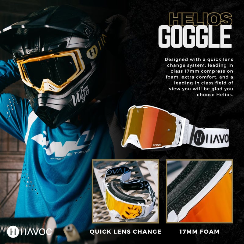 Havoc Racing Helios Goggles - For Motocross, Dirt Biking, ATV, & UTV - UV Blocking Anti-Fog Goggles - Image 2