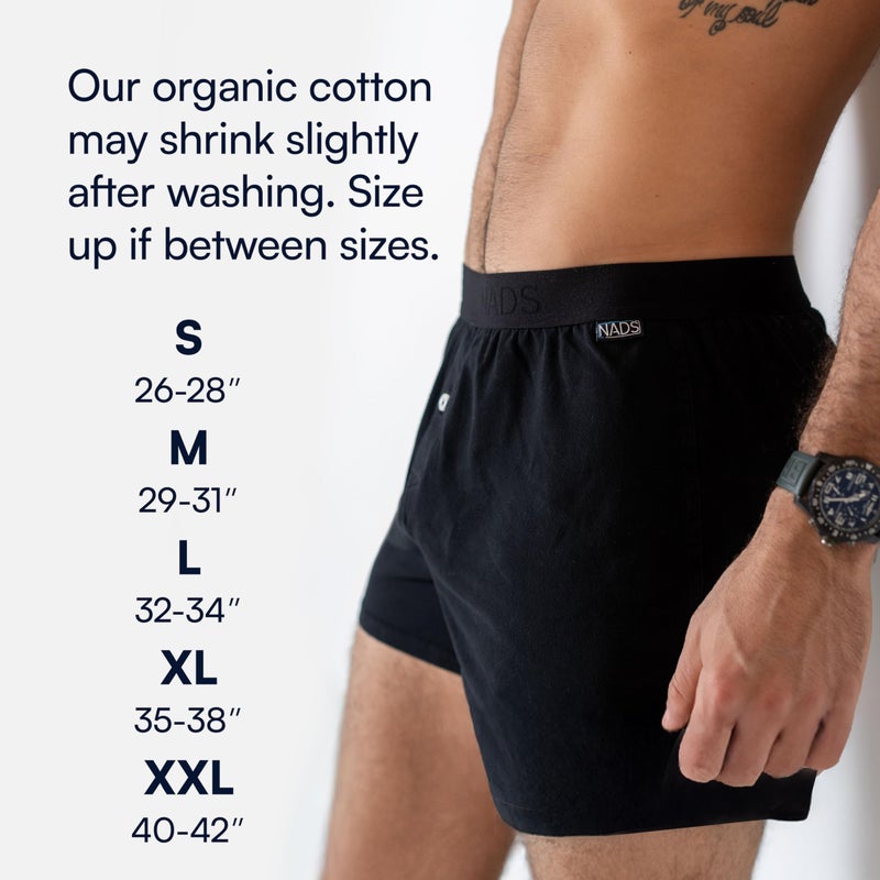 Nad's NADS Organic Cotton Boxers â€“ Soft & Breathable Men's Underwear with Tagless, No-Roll Waistband â€“ No Harsh Chemicals, Hormone-Safe Non-Toxic Materials to Protect Your Package â€“ Black 3pk (Large) - Image 5