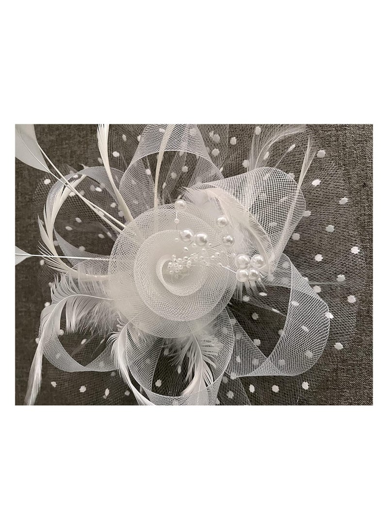 Elegant Veil Headband with Hair Clip for Women, Perfect for Tea Parties, Weddings, and Church Events, Feathered Bridal Accessories and Mesh Top Hat for Special Occasions  - Image 4