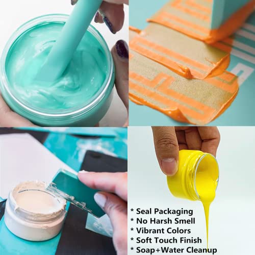 JAJADO 12 Jars Chalk Paste Paint for Stencils, Fabric Silk Screen Stencil Panit, Mesh Transfers Reusable Self Adhesive Stencil Paste Painting on Wood, T-Shirt, Chalkboard, Crafts Paste DIY Home Decor - Image 2