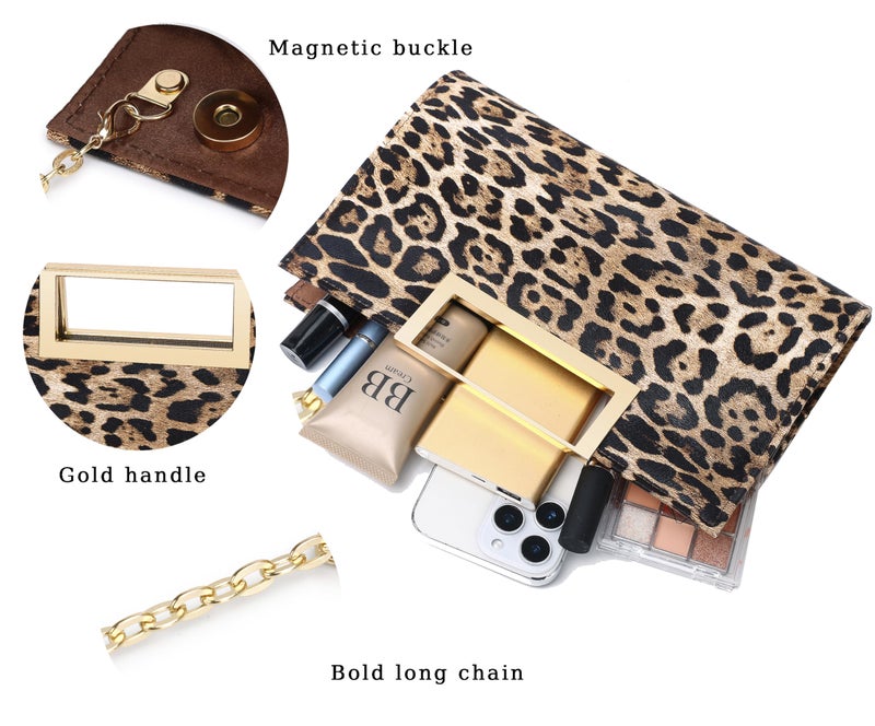 MUDUO Women Clutch Purse Fashion PU leather handbag/shoulder bag women's eveing bag Christmas gift. (Leopard print-620) - Image 4