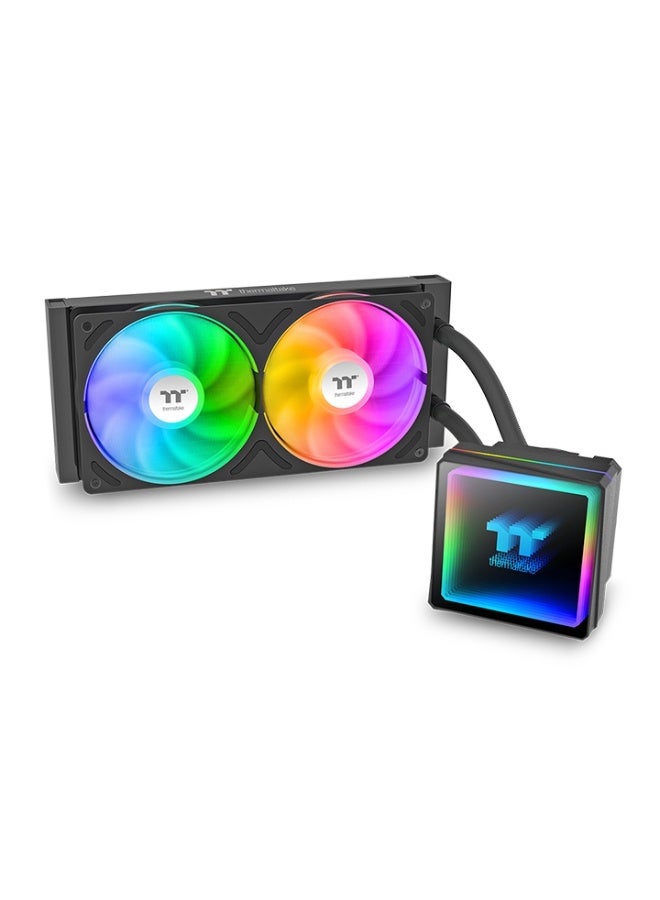 Thermaltake TH240 V3 ARGB Sync 240mm AIO Liquid CPU Cooler – Dual 120mm PWM Fans, Infinity Mirror Pump, 27mm Radiator, 355W TDP, Intel & AMD Compatible, Black | CL-W465-PL12SW-A - Image 1