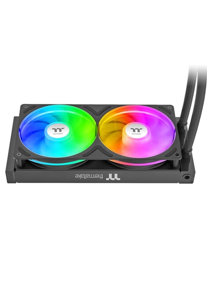 Thermaltake TH240 V3 ARGB Sync 240mm AIO Liquid CPU Cooler – Dual 120mm PWM Fans, Infinity Mirror Pump, 27mm Radiator, 355W TDP, Intel & AMD Compatible, Black | CL-W465-PL12SW-A - Image 4