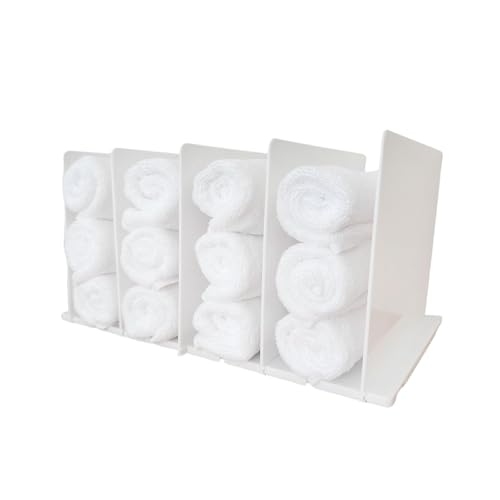 NUOLUTH Towel Organizer for ClosetBathroom Cabinet Under Sink Towel Storage 164 Beach Hand Towels and wash Cloths Holder Space Saving Closet Organizers and Storage - Image 1