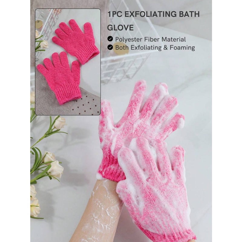 2pcs Exfoliating Glove, Dead Skin Bath Exfoliating Gloves For Shower Spa Massage Body Scrub Shower Medium Exfoliate Glove For Dead Skin Bath Exfoliating Gloves For Shower Spa Massage Body Scrub - Shower Gloves Exfoliating For Women and Men Wash Gloves Dual Texture Bath Gloves For Shower Body Scrub Exfoliating Mitt Dead Skin Remover Exfoliator Mitten Natural Body Washcloth Body Cleaning Tool Rose Red - Image 1
