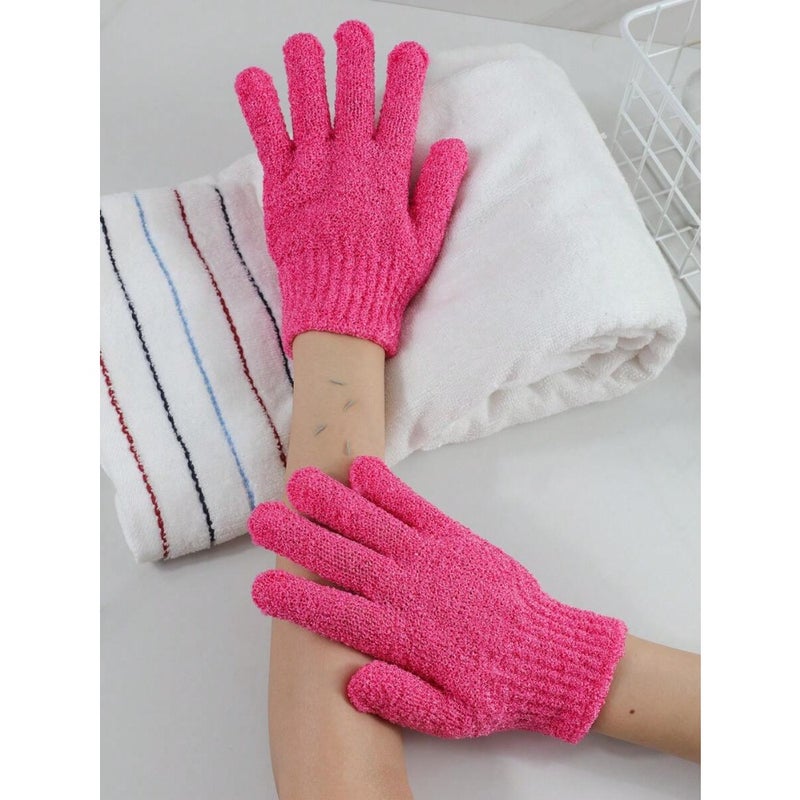 2pcs Exfoliating Glove, Dead Skin Bath Exfoliating Gloves For Shower Spa Massage Body Scrub Shower Medium Exfoliate Glove For Dead Skin Bath Exfoliating Gloves For Shower Spa Massage Body Scrub - Shower Gloves Exfoliating For Women and Men Wash Gloves Dual Texture Bath Gloves For Shower Body Scrub Exfoliating Mitt Dead Skin Remover Exfoliator Mitten Natural Body Washcloth Body Cleaning Tool Rose Red - Image 4