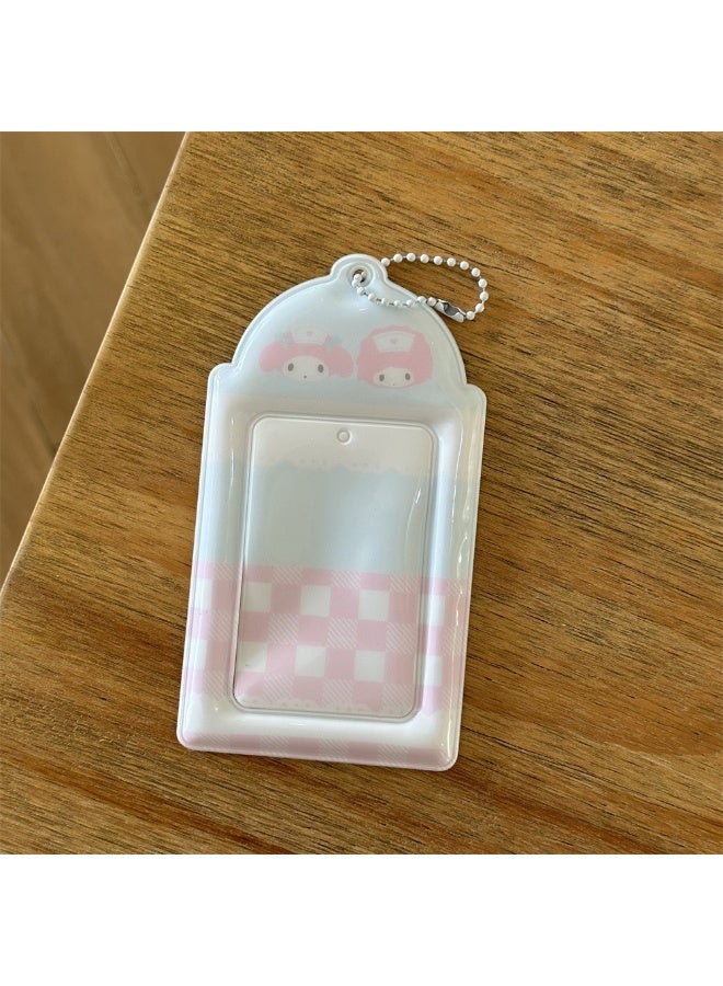 NIBEMINENT 1 - Piece Strawberry Melody Gemini Kpop Photo Card Holder Pendant Key Chain ID Badge Holder ID Card Holder Photo Card Protector for School ID Office ID Access Card for Women Girls - Image 1