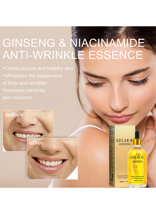 EELHOE - Ginseng And Niacinamide Anti-Wrinkle Essence, Ginseng Anti Ageing Serum For Women, Fade The Eyes Of Fine Lines And Lines, Tighten The Face, Moisturize The Skin Essence - Image 1