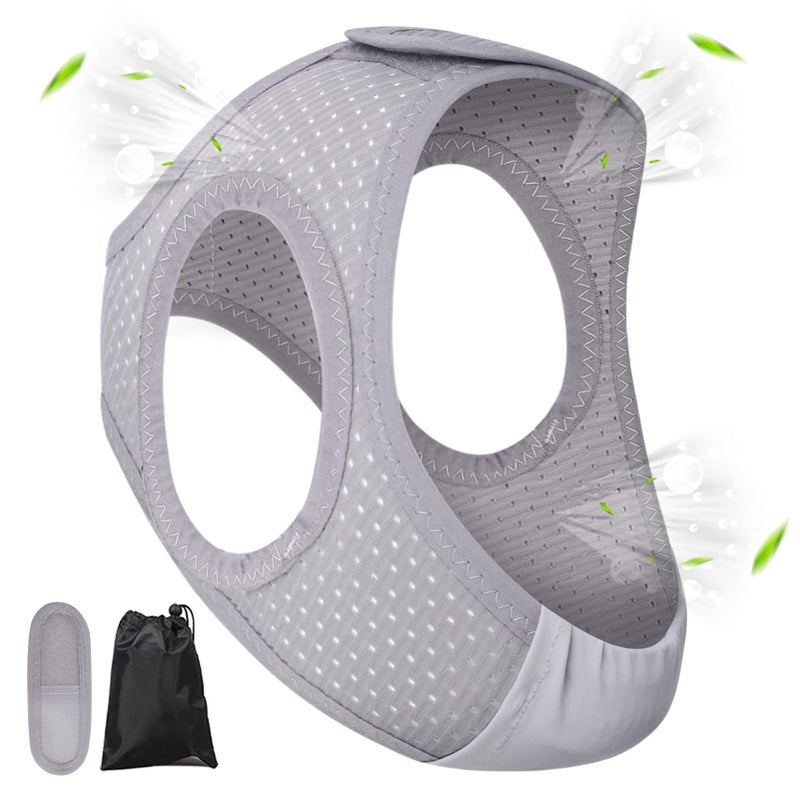 Forzacx Anti Snoring Chin Strap - Light Breathable Cpap Chin Strap Snoring Solution, Comfortable Chin Portion Widen Softer, Efficient Reduce Snoring, Adjustabl Sleep Chin Strap for Men Women - Grey - Image 1