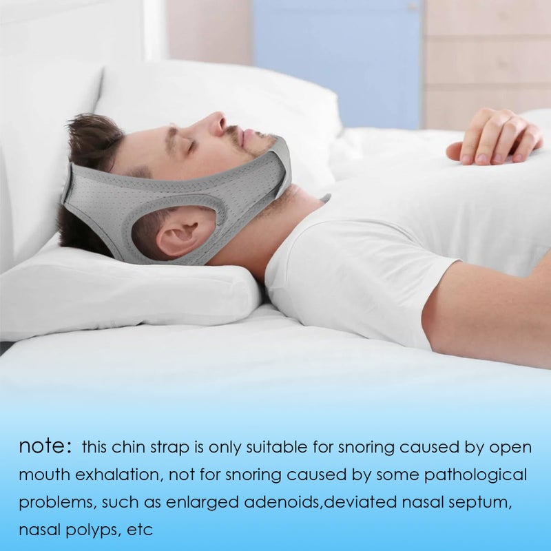 Forzacx Anti Snoring Chin Strap - Light Breathable Cpap Chin Strap Snoring Solution, Comfortable Chin Portion Widen Softer, Efficient Reduce Snoring, Adjustabl Sleep Chin Strap for Men Women - Grey - Image 3