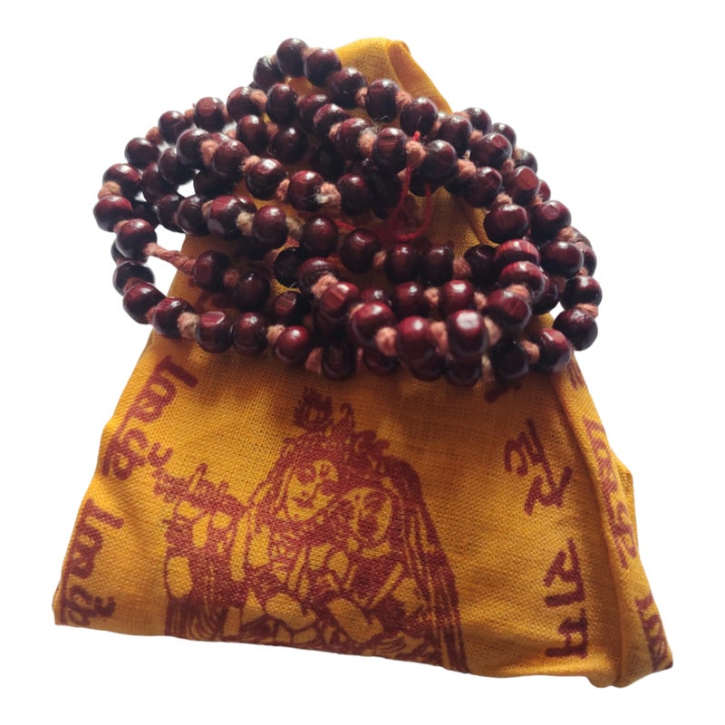 BHAVICREATION BHAVICREATION Tulsi Mala 108 Beads for Neck with Gaumukhi Jap Mala Bag for Pooja Worship Red Tulsi mala 
