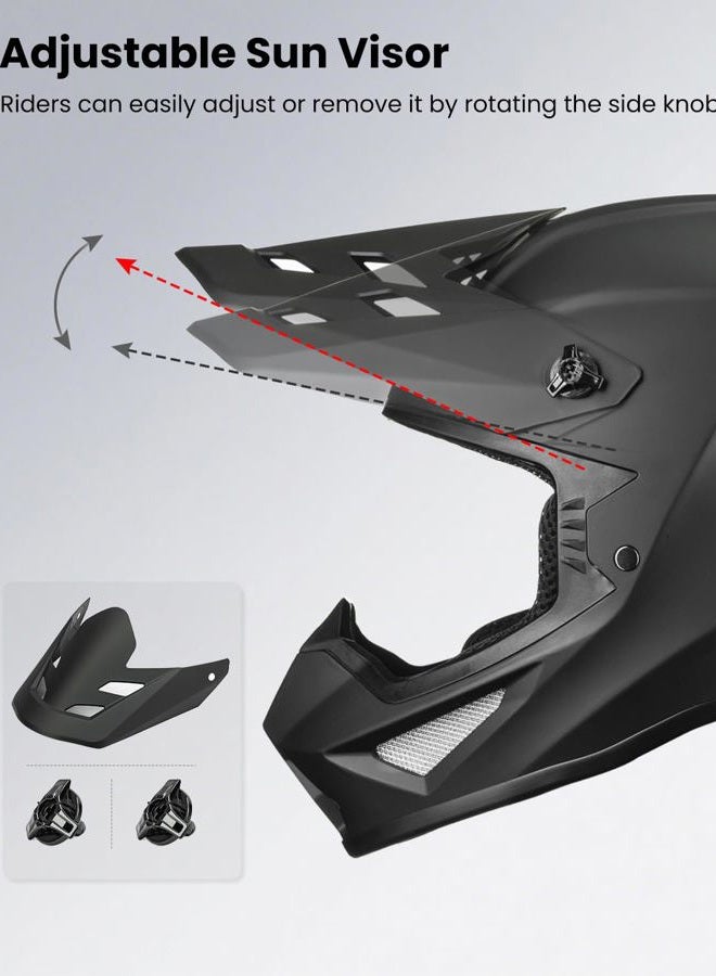 Auboa Dirt Bike Helmets Motocross ATV BMX MX Off Road for Adult with Goggles Gloves Mask DOT Model MT766(Matte Black L) - Image 5