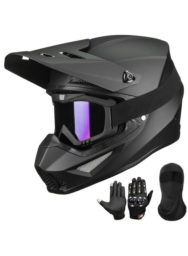 Auboa Dirt Bike Helmets Motocross ATV BMX MX Off Road for Adult with Goggles Gloves Mask DOT Model MT766(Matte Black L) - Image 1