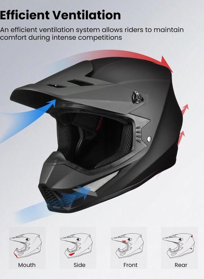 Auboa Dirt Bike Helmets Motocross ATV BMX MX Off Road for Adult with Goggles Gloves Mask DOT Model MT766(Matte Black L) - Image 4