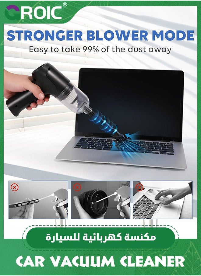 GROIC - Compressed Air Duster and Mini Vacuum, 3-in-1 Car Cordless Keyboard Cleaner, USB Rechargeable Electric Air Duster for Computer Keyboard - Image 1