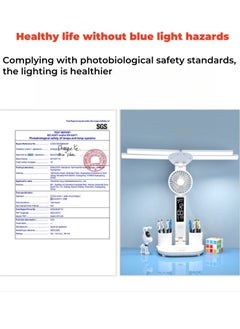XiuWoo Large Capacity Battery Foldable Eye Protection Desk Lamp Led Smart Desk Lamp Bedroom Charging Reading, Desk, Study, Office Table Lamp with Fan, Pen Holder - Plug-in Model  - Image 5