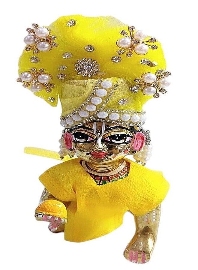Partish Laddu Gopal Pearl Poshak Size 5 l Ladoo Gopal Dress l Bal Gopal l Kanha Ji Thakur Ji Net Dress (Yellow) - Image 5