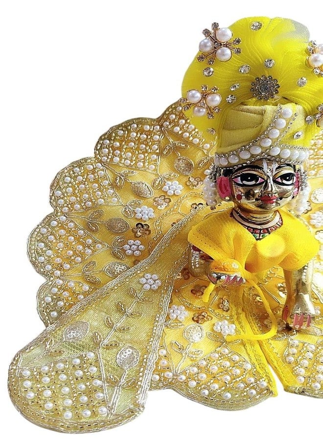 Partish Laddu Gopal Pearl Poshak Size 5 l Ladoo Gopal Dress l Bal Gopal l Kanha Ji Thakur Ji Net Dress (Yellow) - Image 3